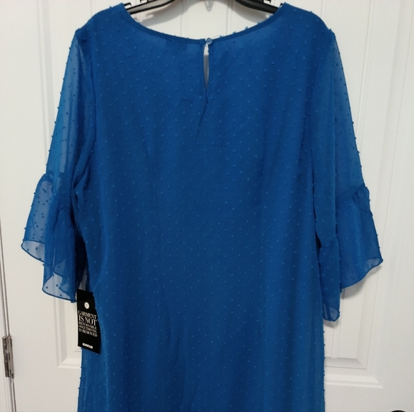 New Dotted Swiss Blue Dress / 2X - Picture 3 of 8